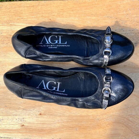 AGL Attilio Giusti Leombruni Monika Leather Cap Toe Ballet Flats Size 42 / US 12 - Picture 1 of 9